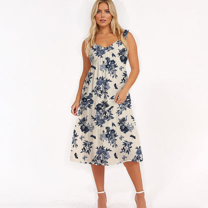 Lady oversized Floral Print Long Casual Dresses