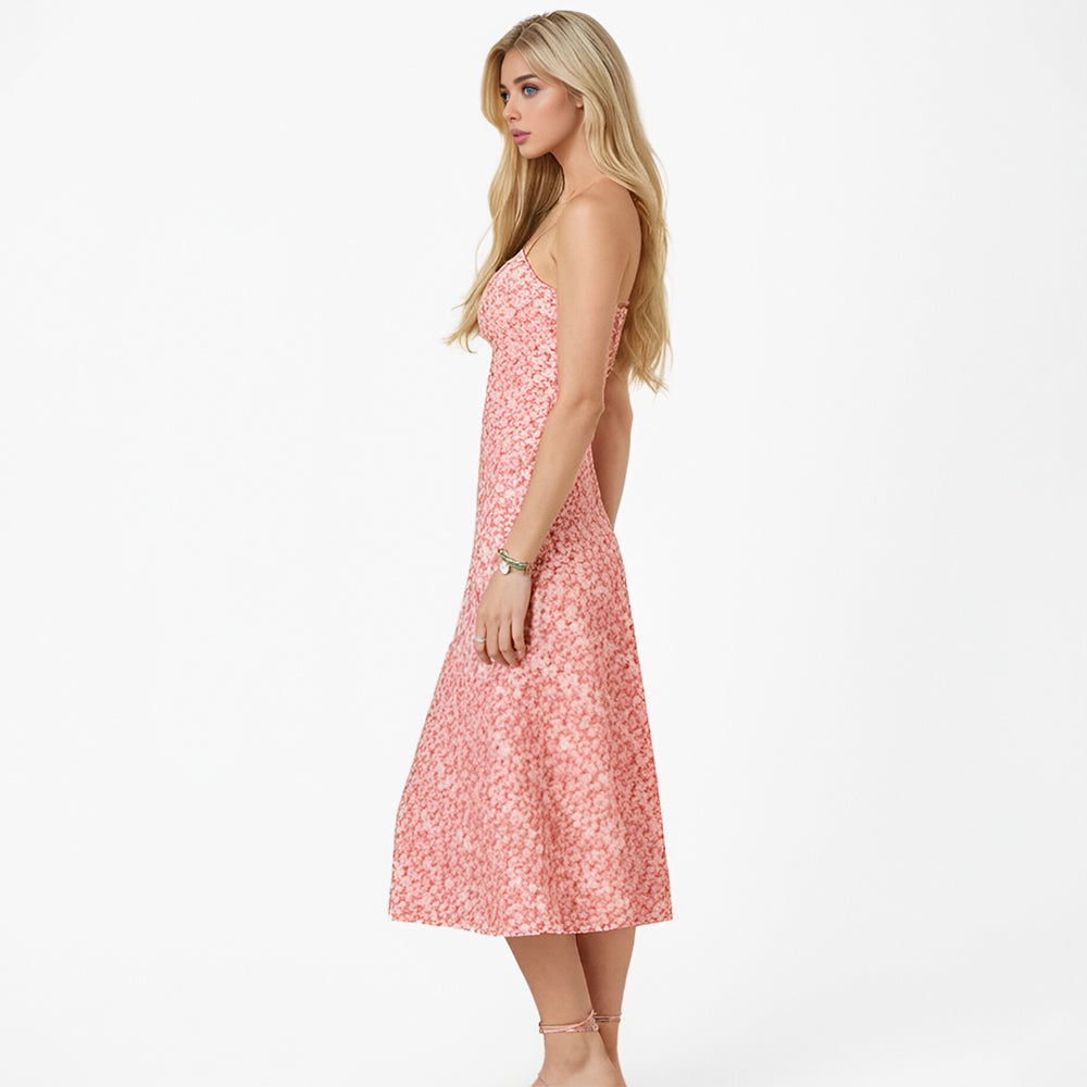 Pink Women midi Print casual Floral dress