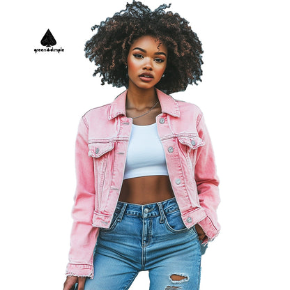 Fashion bestseller Tie Dye Cropped Denim Pink Short Jackets