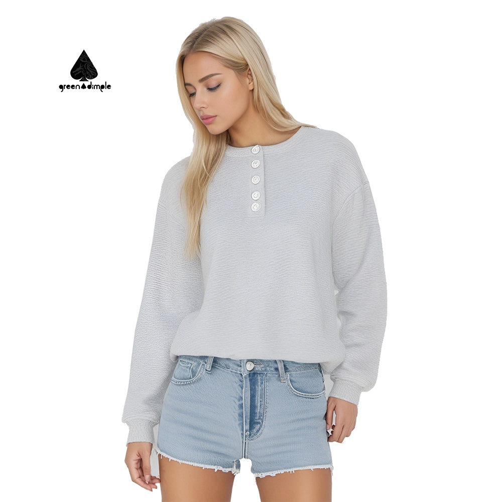 Wool Crew Neck loose style Knitted unisexSweatershirt