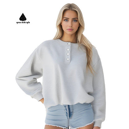 Wool Crew Neck loose style Knitted unisexSweatershirt