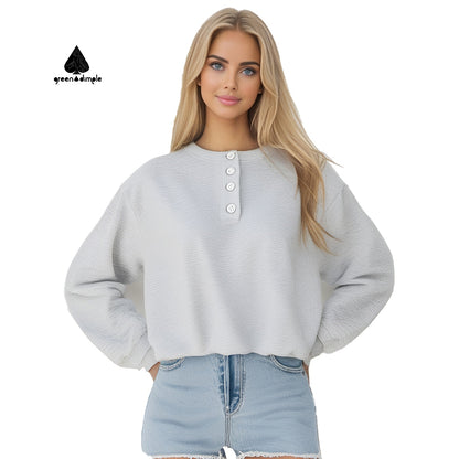 Wool Crew Neck loose style Knitted unisexSweatershirt