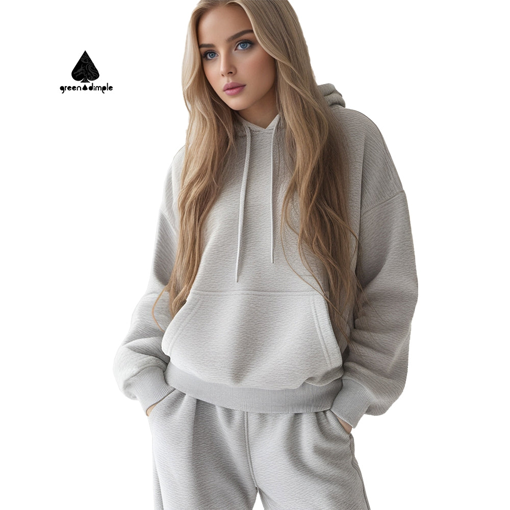 Heavy weight Oversized Sweatshirt Top Hoodie And long Sweatpants Set