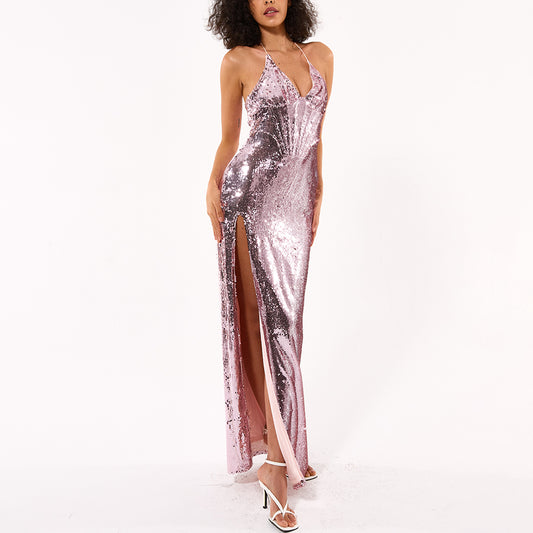 Reese Sequin Gown - Rose Gold