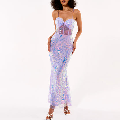 Night In Hollywood Sequin Maxi Dress - Purple