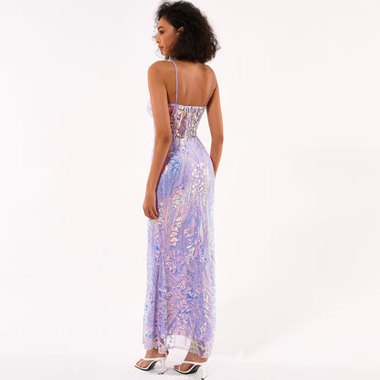 Night In Hollywood Sequin Maxi Dress - Purple