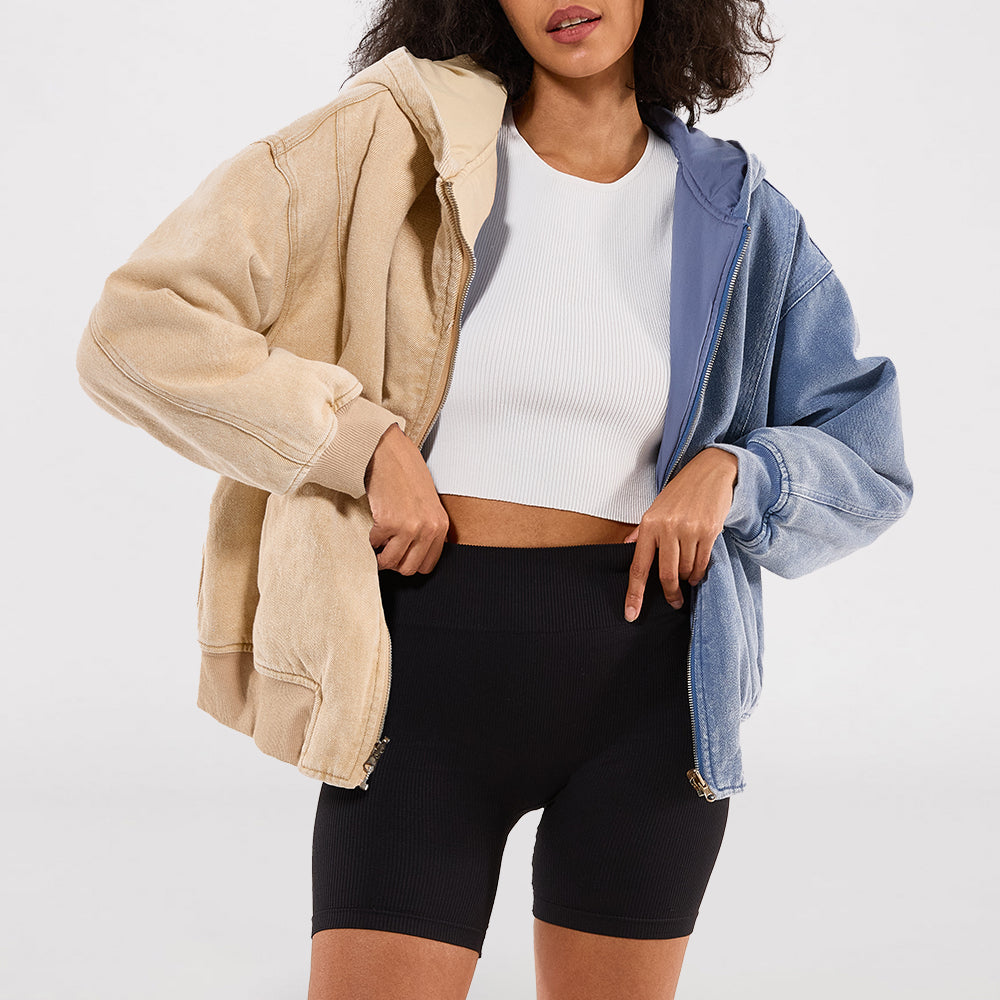 Alessandra Corduroy Bomber Jacket - Tan