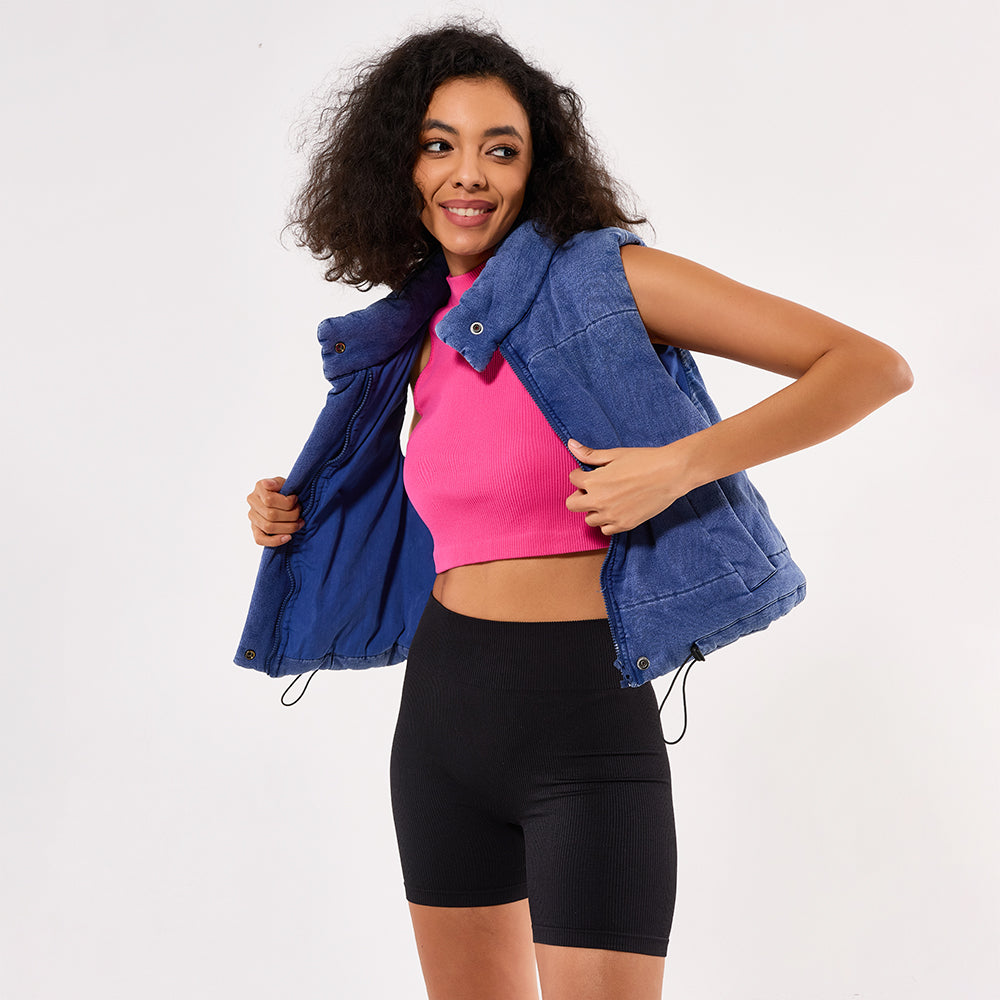 Keep It Simple Cropped Jacket - Blue