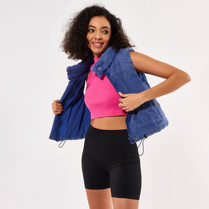 Keep It Simple Cropped Jacket - Blue