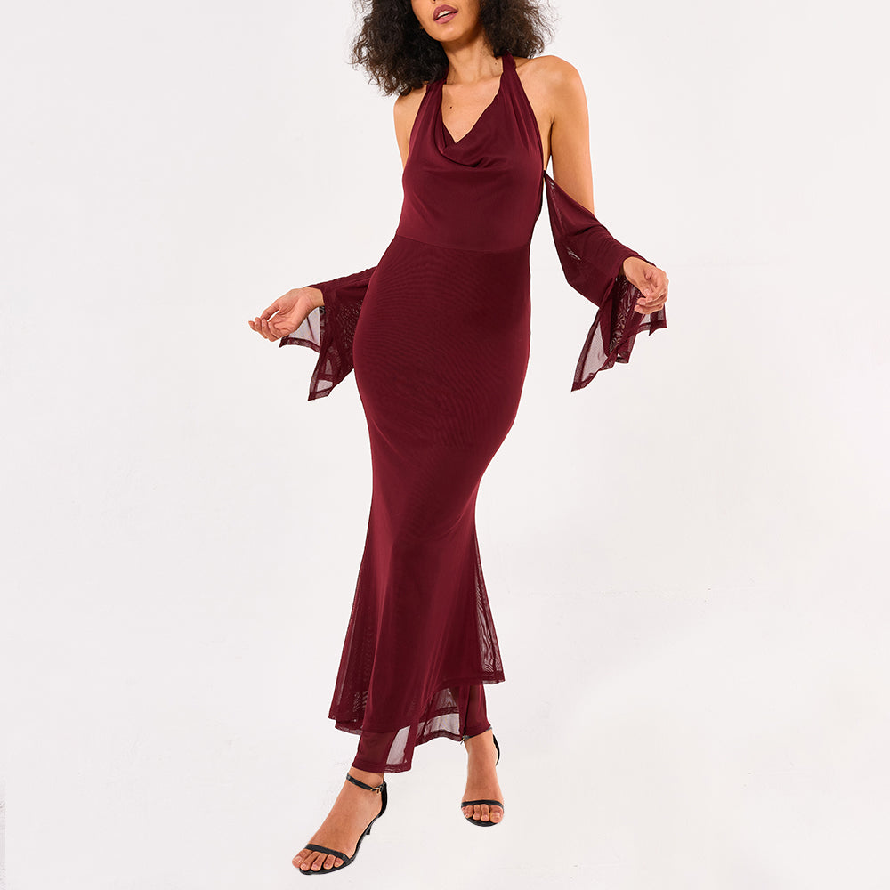 Paradise Crochet Maxi Dress - wine red