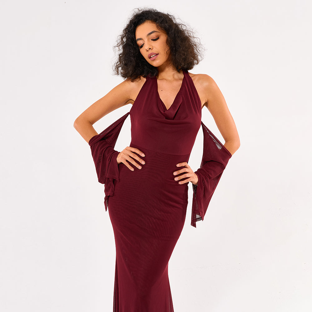 Paradise Crochet Maxi Dress - wine red