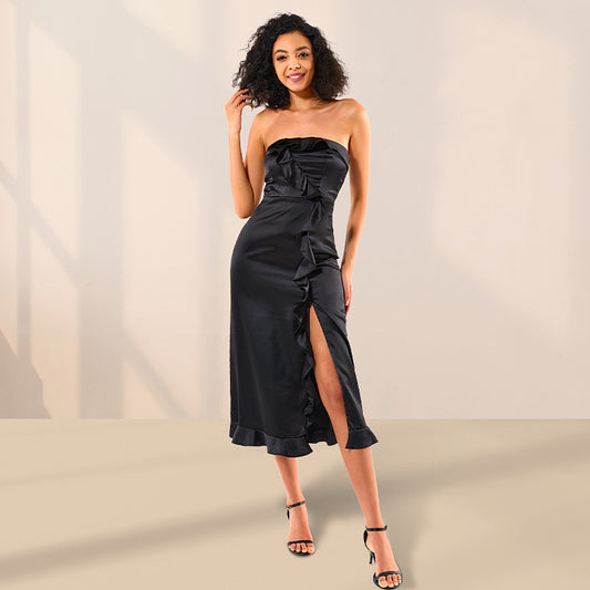 Catalina Mesh Maxi Dress - Black