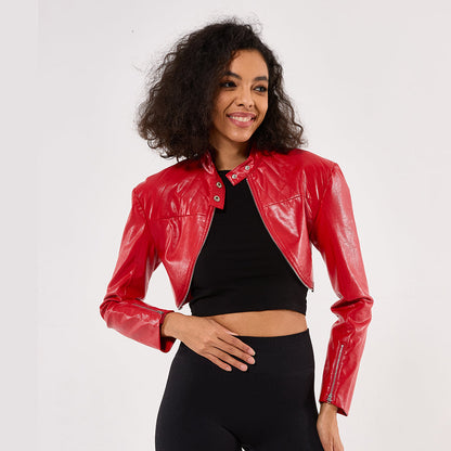 Customize crop top Motor Sport short Leather cool Jacket