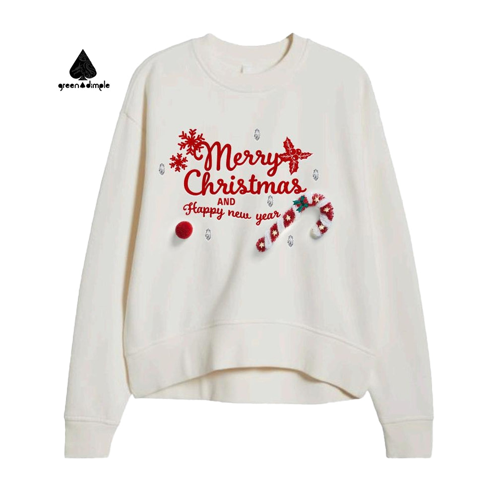 Christmas O-Neck Rhinestone Embroidery Christmas Women Sweater