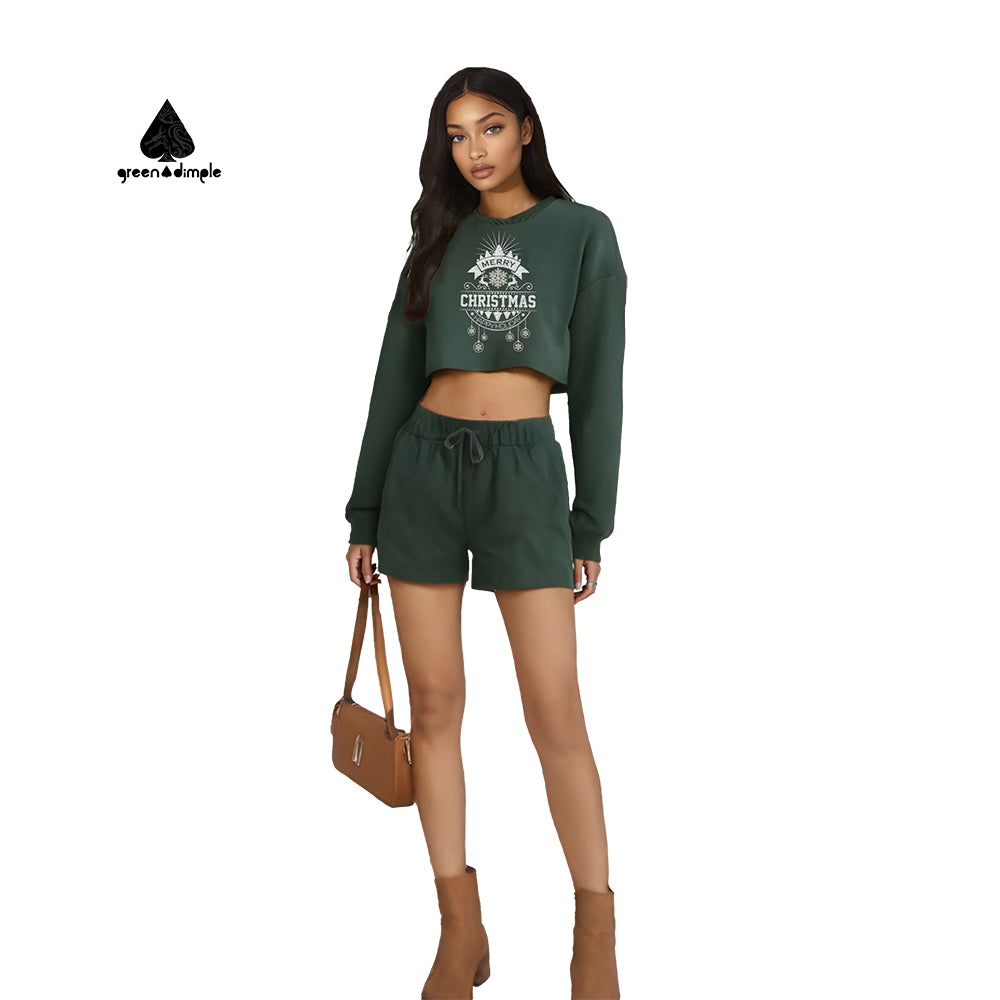 Winter christian Cashmere women crop top short Sweatshirt