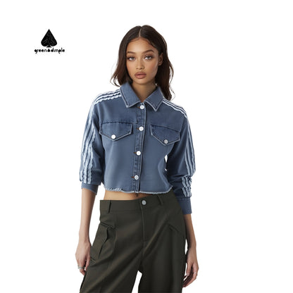 Personal design women Soft crop top short Denim Jacket