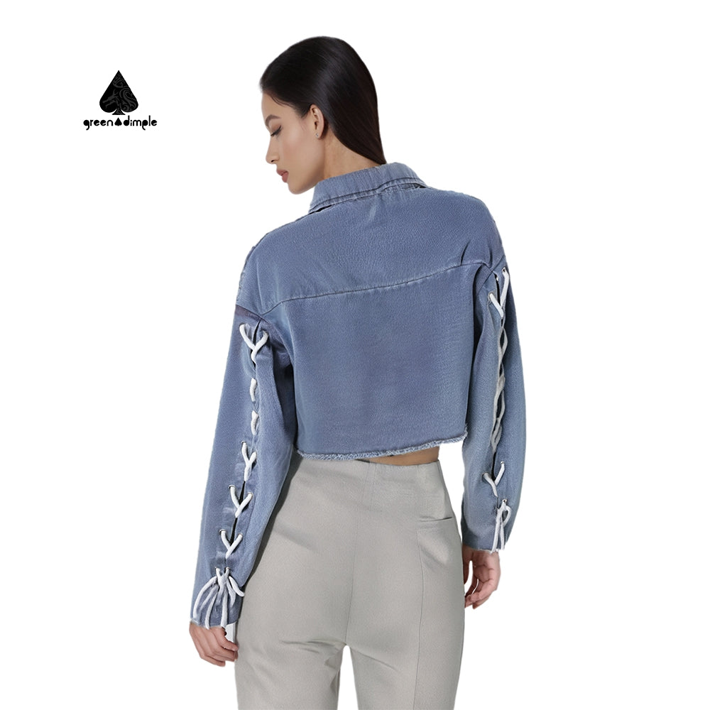 Personal design women Soft crop top short Denim Jacket