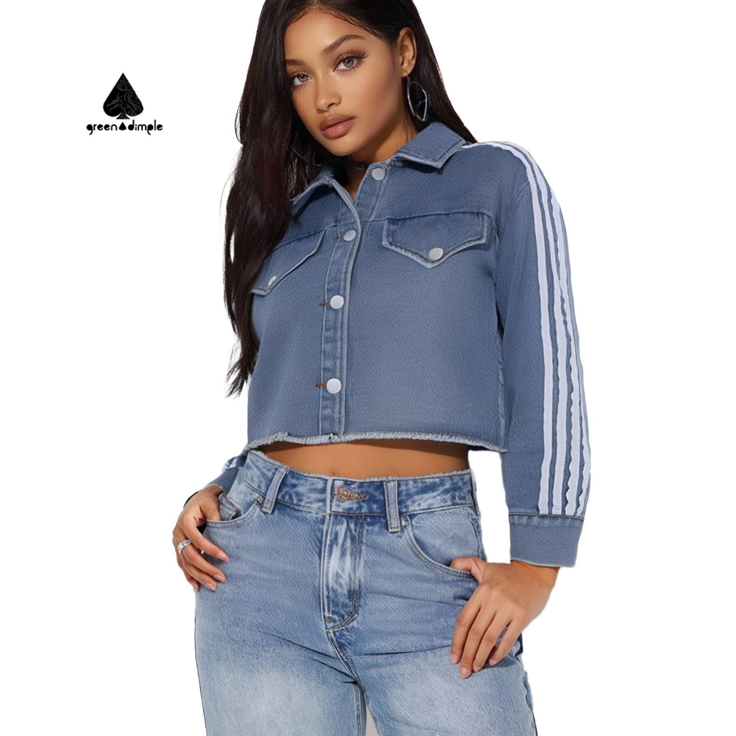 Personal design women Soft crop top short Denim Jacket