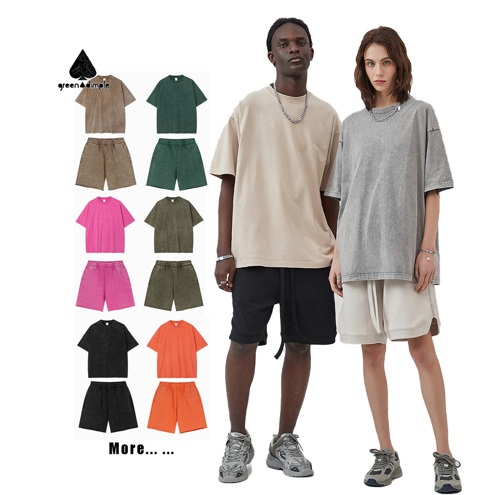 Custom 2 pieces set oversize Casual Wear Fashion plain jersey T shirt and shorts