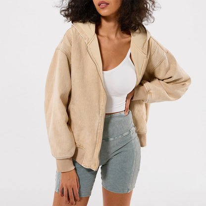 Alessandra Corduroy Bomber Jacket - Tan