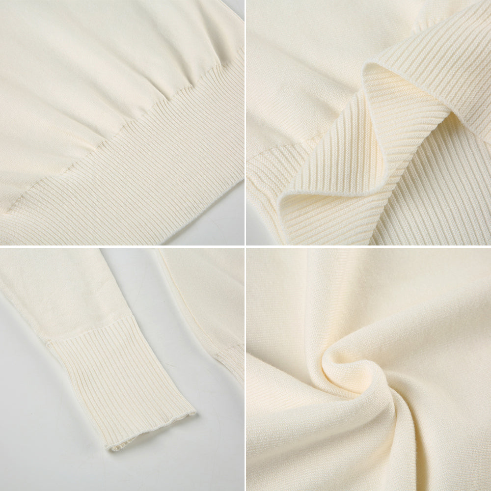 Custom Asymmetric Off Shoulder Pullover Knit Fleece Sweatshirt