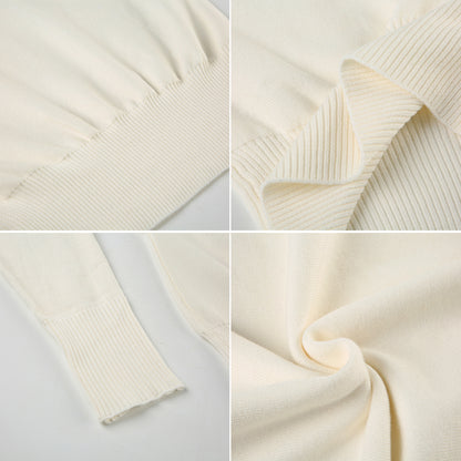 Custom Asymmetric Off Shoulder Pullover Knit Fleece Sweatshirt