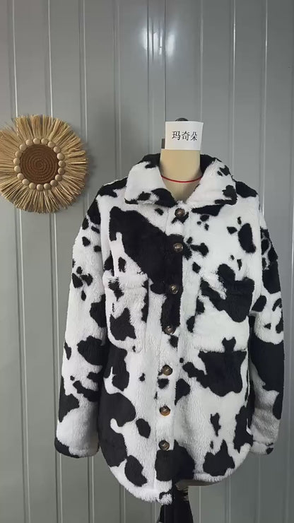 Winter Warm Plush Fleece Flannel Woman Cardigan Fur Coat