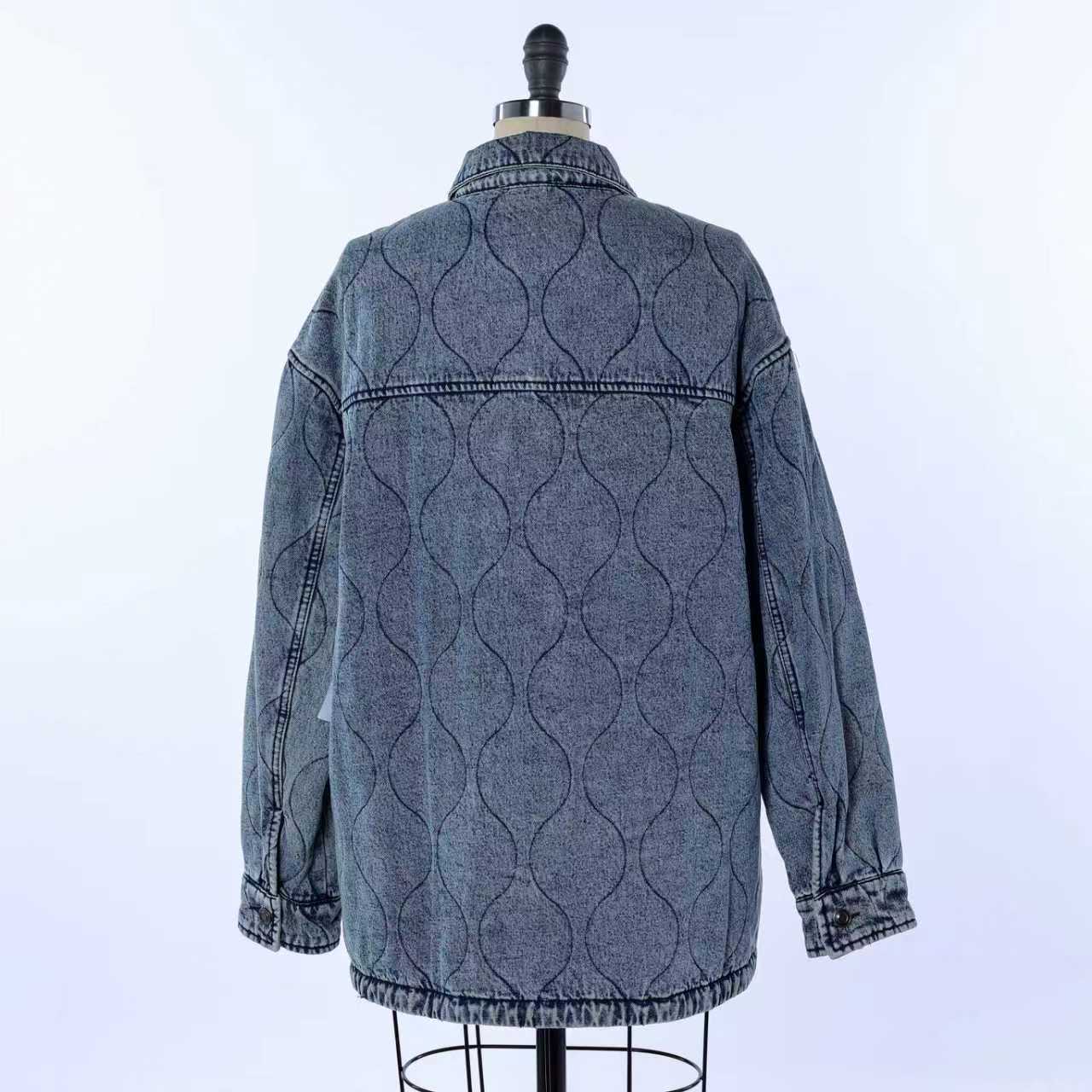 Custom Women's Button up Washed Denim Cozy Coat Winter Jacket